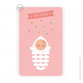 6 invitations de Baptême fille avec enveloppes - 13,5 x 8,5 cm