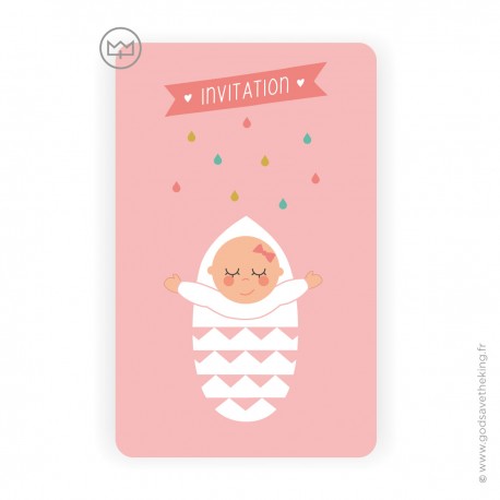 6 invitations de Baptême fille avec enveloppes - 13,5 x 8,5 cm - Petits prix ! God save the king