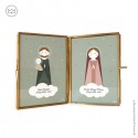 Cadre double en laiton doré Sainte Famille - Joseph, Marie et Jésus - 14,5 x 9,5 cm