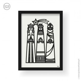 Cadre religieux avec les Rois mages en papier découpé - 21 x 29,7 cm Cadres religieux - Godsavetheking