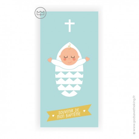 Signet de Baptême garçon vert - Images et signets de Baptême Godsavetheking