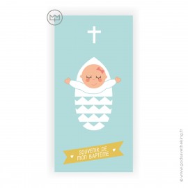 Signet de Baptême vert fille avec la baptisée