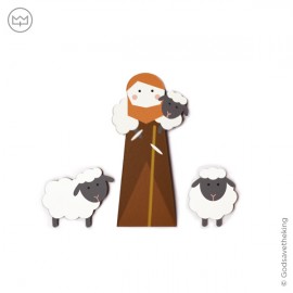 Crèche magnet berger et ses moutons