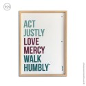 Affiche citation de la Bible "Act justly, love mercy, walk humbly" - 21 x 29,7 cm