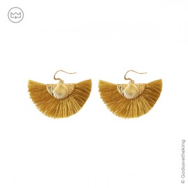 Boucles d'oreilles éventail ocre Saint Jacques de Compostelle