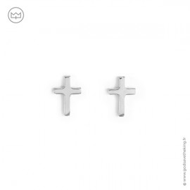 Boucles d'oreilles mini croix plaqué argent - Boucles d'oreilles Godsavetheking