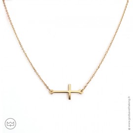 Collier chaîne avec croix horizontale en plaqué or Colliers et sautoirs Godsavetheking