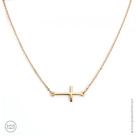 Collier chaîne avec croix horizontale en plaqué or - Colliers et sautoirs Godsavetheking