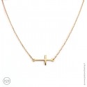 Collier chaîne avec croix horizontale en plaqué or