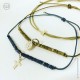 Bracelet double fil kaki avec croix plaqué or - Taille réglable - Bracelets religieux femme Godsavetheking