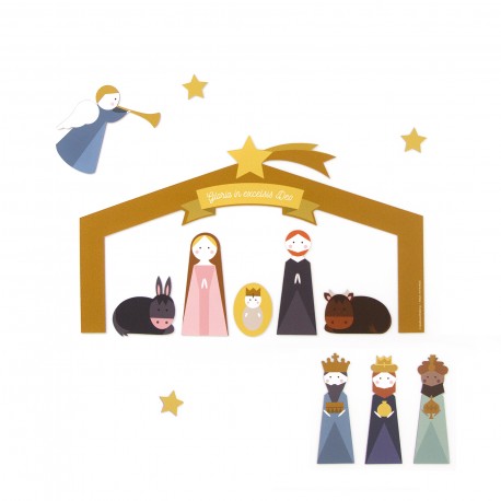 Crèche de Noël magnétique avec 13 éléments fabriquée localement en France - Crèches de Noël God save the king