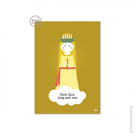 Carte Sainte Lucie de Syracuse, fêtée 13 décembre - Collection saints patrons - Godsavetheking