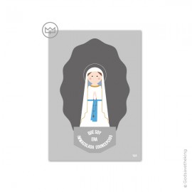 Carte Notre-Dame de Lourdes "Je suis l'Immaculée conception" - 10,5 x 14,8 cm - Collection saints patrons God save the king