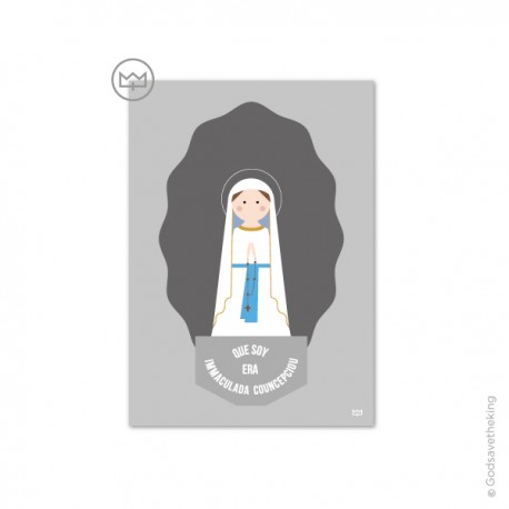 Carte Notre-Dame de Lourdes "Je suis l'Immaculée conception" - Images saints patrons papeterie religieuse Godsavetheking