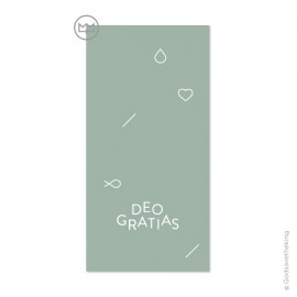 Signet religieux Deo Gratias - Vert amande - 6 x 12 cm