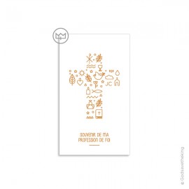 Signet de Profession de foi avec symboles fond blanc - 7 x 12 cm - Images et signets de Profession de foi Godsavetheking