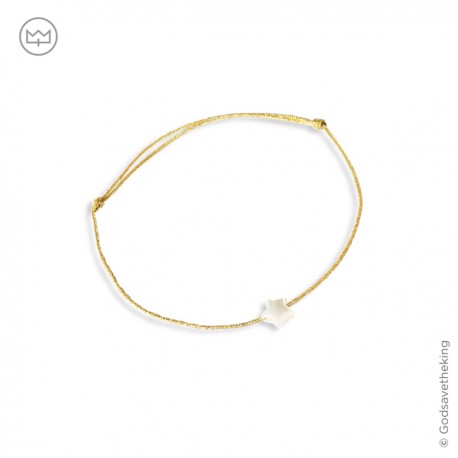 Bracelet doré avec étoile du berger en nacre - Taille réglable - Bracelets religieux enfant Godsavetheking