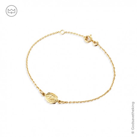 Bracelet chaîne avec médaille Vierge Marie en plaqué or - Bracelets religieux femme Godsavetheking