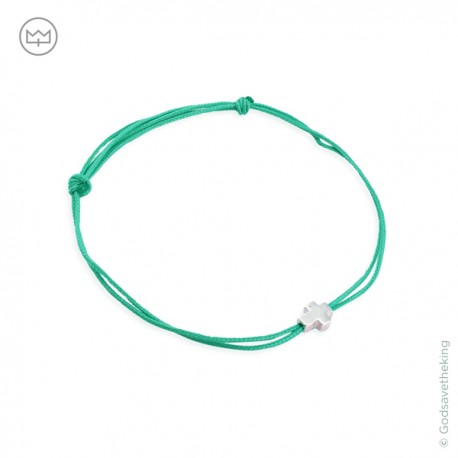 Bracelet vert fluo menthe avec croix plaqué argent - Taille réglable - Bracelets religieux enfant Godsavetheking