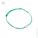 Bracelet vert fluo menthe avec croix plaqué argent - Taille réglable