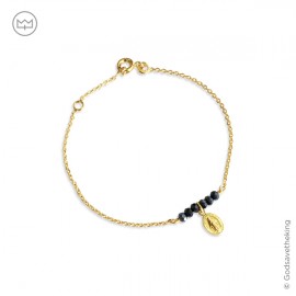 Bracelet chaîne médaille miraculeuse plaqué or & perles de verre - Tous nos produits - Godsavetheking