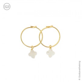 Mini créoles plaqué or et croix en nacre - Boucles d'oreilles Godsavetheking