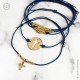 Bracelet mini croix plaqué or avec son fil coloré - Taille réglable - Bracelets religieux femme God save the king