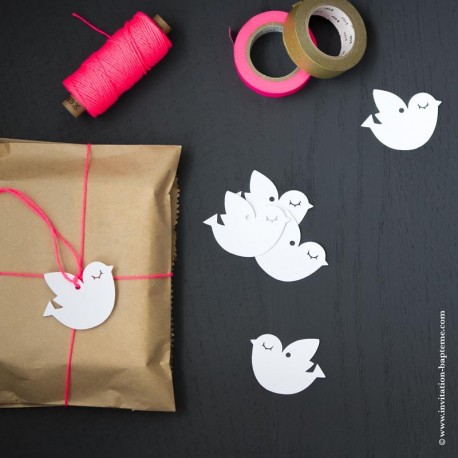 Etiquettes Esprit-Saint - colombe de la Paix en papier blanc - Lot de 10 - Boites de dragées et étiquettes pour cadeaux - Go...