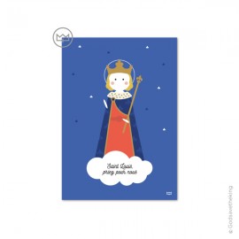 Carte Saint Louis fêté le 25 Août - God save the king Collection saints patrons