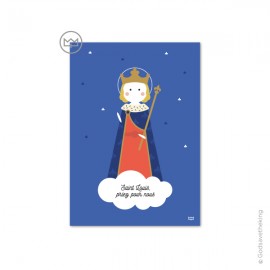 Carte Saint Louis fêté le 25 Août - Images saints patrons papeterie religieuse Godsavetheking