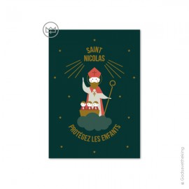 Carte Saint Nicolas protégez les enfants - Collection de Noël Godsavetheking