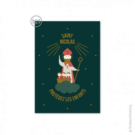 Carte Saint Nicolas protégez les enfants - God save the king Collection de Noël