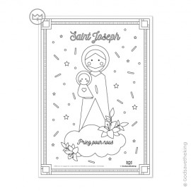 Coloriage Saint Joseph avec l'Enfant Jésus à télécharger - Livres, coloriages et Activités papeterie religieuse Godsavetheking