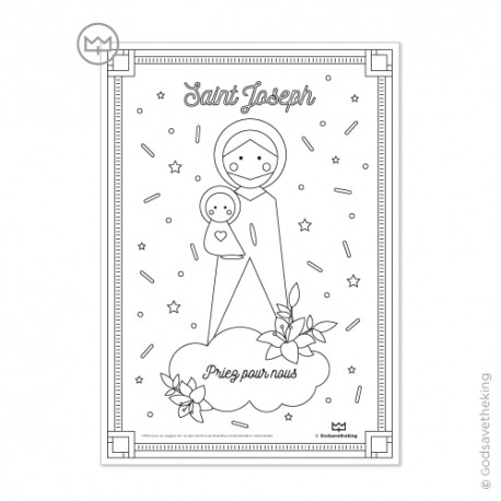 Coloriage Saint Joseph avec l'Enfant Jésus à télécharger - Livres, coloriages et Activités papeterie religieuse God save the ...