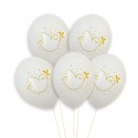 Ballons blanc avec l'Esprit-Saint doré - 30 cm - lot de 5
