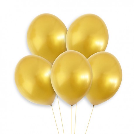 5 ballons couleur or métallique gonflable 30 cm - Décoration de Communion - God save the king
