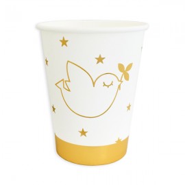 Gobelets jetables blancs en carton avec l'Esprit Saint doré 25 cl - Lot de 10 - Décoration de Fête Godsavetheking