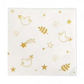 Serviettes blanches 33 cm en papier avec symboles chrétiens en Or - Lot de 20 - Décoration de Communion Godsavetheking