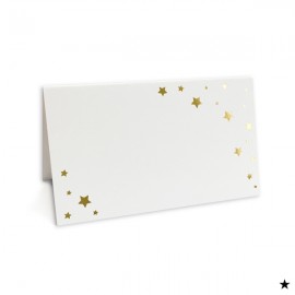 10 marque-places blancs avec étoiles dorées à personnaliser - Décoration de Communion Godsavetheking