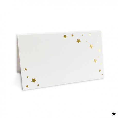 10 marque-places blancs avec étoiles dorées à personnaliser - Décoration de Communion Godsavetheking