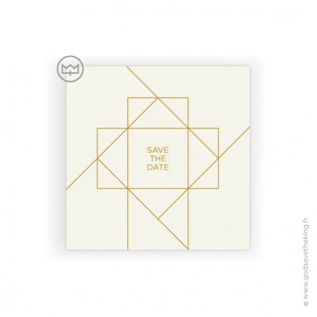 Carte invitation "Save the date" format 12x12 cm avec enveloppe blanche - God save the king Images et cartes religieuses