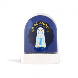 Grande boule à neige Notre Dame de Lourdes paillettes dorées | Fabrication Artisanale Française