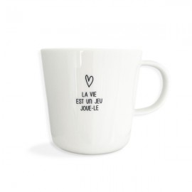 Mug porcelaine "La vie est un jeu, joue-le" - God save the king Mugs et timbales en porcelaine