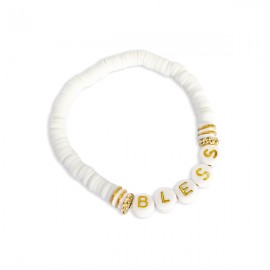 Bracelet femme blanc avec ses lettres BLESS - Bracelets religieux femme God save the king