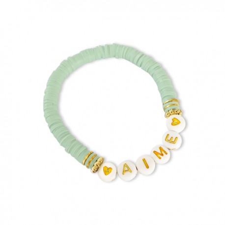 Bracelet femme vert sauge lettres AIME - Tous nos produits - Godsavetheking
