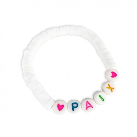 Bracelet enfant blanc avec ses lettres PAIX - Bracelets religieux enfant God save the king