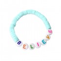 Bracelet enfant bleu pastel lettres BELIEVE