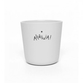 Timbale artisanale gris perle en porcelaine mat "Alléluia" - Porcelaine objets religieux God save the king