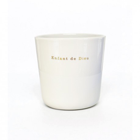 Timbale blanc naturel en porcelaine demi-emaillée "Enfant de Dieu" - Mugs et timbales en porcelaine God save the king