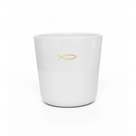 Timbale gris perle en porcelaine demi-emaillée Ichthus - Porcelaine objets religieux God save the king